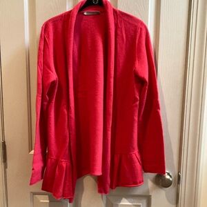 InCashmere Ruffled Cardigan Sweater